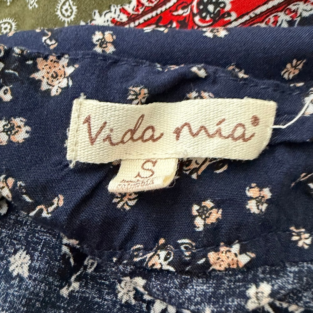 Vida Mia Patchwork Maxi Skirt Boho Floral Paisley Button Front Asymmetrical S - Picture 4 of 7